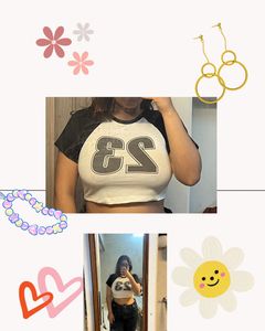 White & Black Crop Top