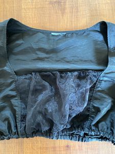 Black Puff Sleeves Blouse