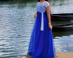 Elegant Blue Neted Gown