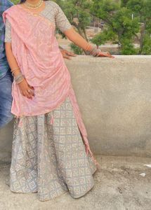 Grey Sequins Work Lahenga