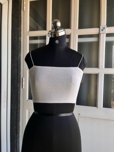 White Ribbed Crop Top