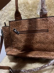 Brown Pu Leather Tote Bag