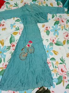 Aqua Dress with Bicycle Detail