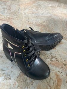 Black Ankle Boots - Lace-Up