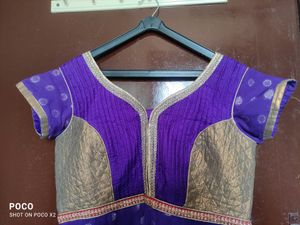 Purple Netted Kurti With Netted Dupatta