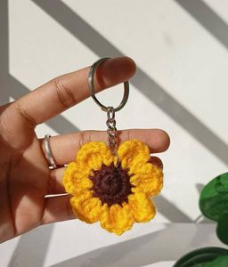 Crochet Sunflower Keychain