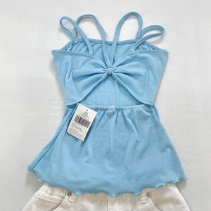 Style Back Baby Blue Bow Top