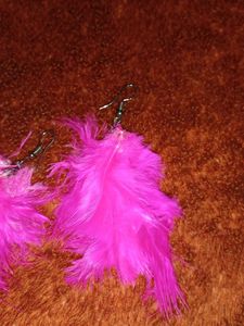 Pink Feather Earrings