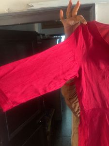Red Long Anarkali Kurti