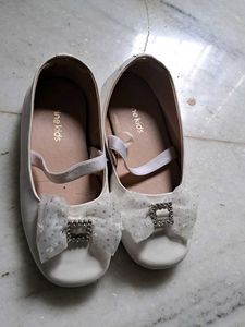 First Cry Girls White Bow Ballet Flats