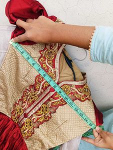 Red &amp; Gold Anarkali Gown