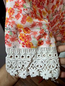 Floral Print Top with Lace