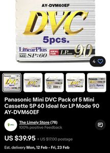 RARE Panasonic Mini DVC Cassettes (Pack of 5)