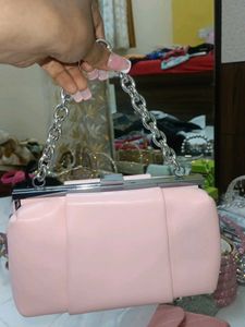Pink Clutch With Detachable Sling