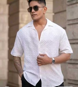 White Oversized  Structured Cuban Collar Shirt