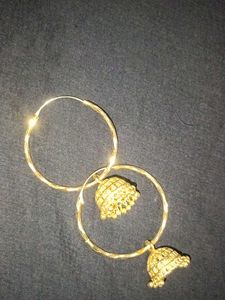 Gold Jhumka Hoop Earrings
