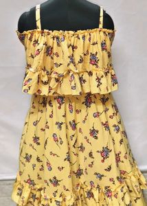 New/ Unused Floral Yellow Ruffle Dress For M Size