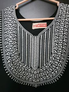 Black Embroderied Chikankari Work Georgette Longli