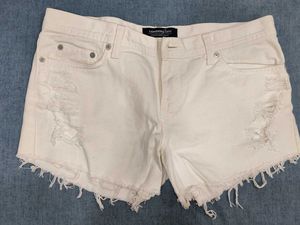 London Jean White Distressed Shorts