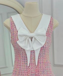 Pink And White Tweed Dress