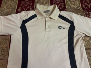 Classic Retro Sports Polo — Beige & Black Stripes