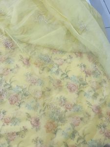 Floral Embroidered Organza Suit With Organz
