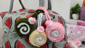 Crochet Cake Roll Bag Charm🍰