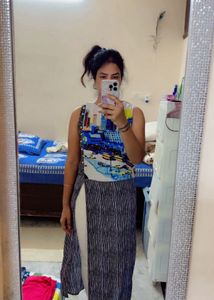 Funky Cityscape Indo Kurti Side Slit