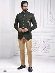 Green Colour Imported Fabric Designer JodhpuriSuit