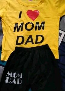 I Love Mom Dad Kids Tshirt Pant Set