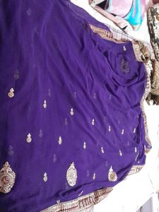 Navy Blue Designer Saree With Blouse