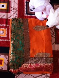 Orange Georgette Saree With Sequence Work...