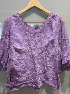 Embroidered Lavender Blouse