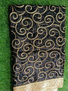 Elegant Black &amp; Gold Embellished Dupatta
