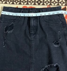 Branded Ruff And Rough Denim Skirt