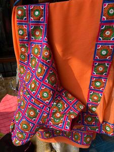 Orange Embroidered Saree with Blouse