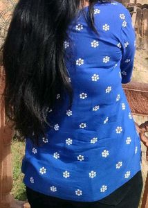 Blue Floral Short Kurti