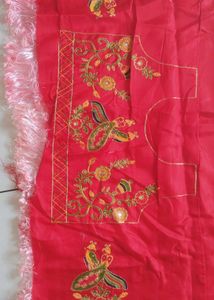 New Embroidery Work Saree Pink