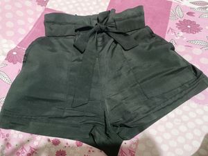 Polysatin Shorts With Detachable Belt
