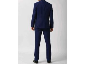 Mens Dark Navy Blue Striped Suit