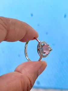 Adjustable Finger Ring Pink Stone