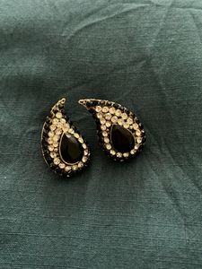 Paisley Rhinestone Clip-On Earrings