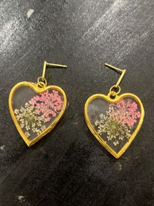 Handmade Floral Heart Drop Earrings