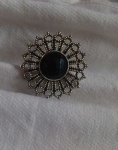 Vintage Style Brooch - Black Stone Center
