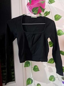 Zara Black Square Neck Top
