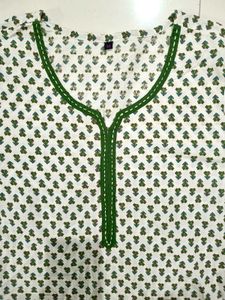Combo of 2 Cotton Straight Kurties White &amp; Mustard