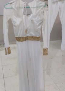 White and Golden sequince anarkali