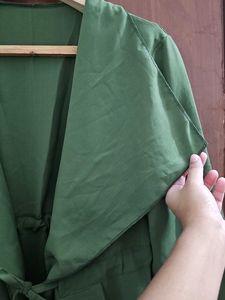 Olive drawstring trench coat style shrug
