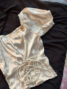 Satin Puff Sleeve Top Corset Fix Price