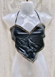 Black Embellished Halter Top